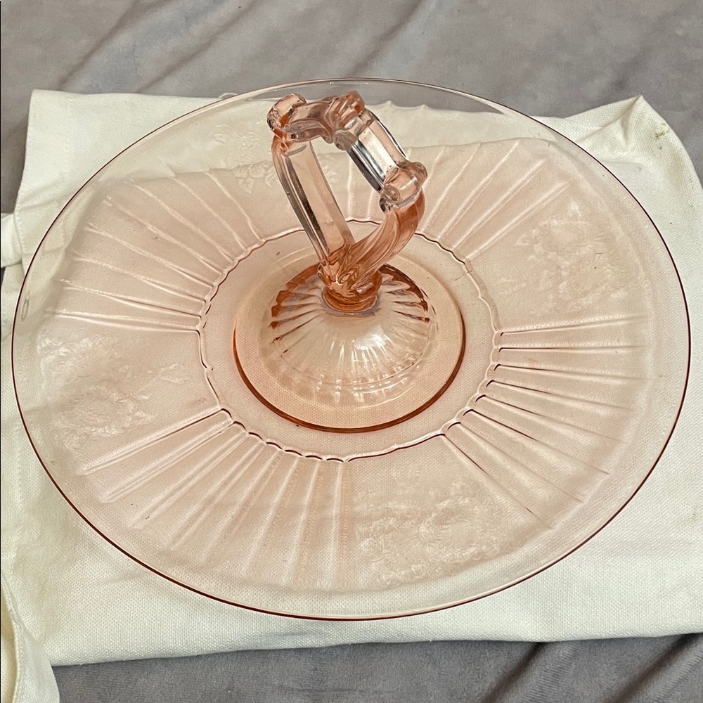 Elegant Pink Depression Glass Serving Tray